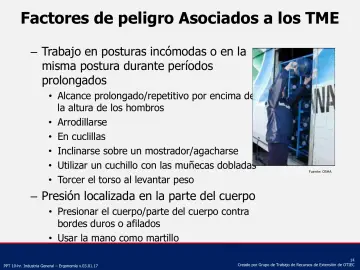Slide 14: Factores de peligro Asociados a los TME