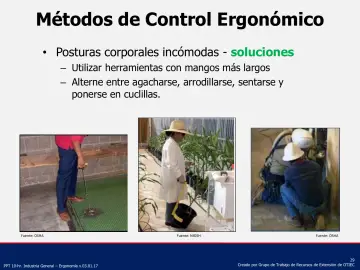 Slide 29: Métodos de Control Ergonómico