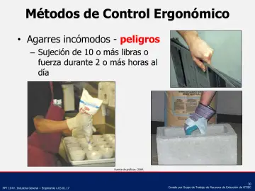 Slide 30: Métodos de Control Ergonómico