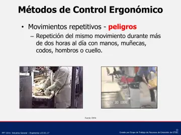 Slide 33: Métodos de Control Ergonómico