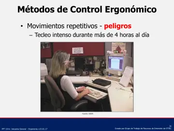 Slide 34: Métodos de Control Ergonómico