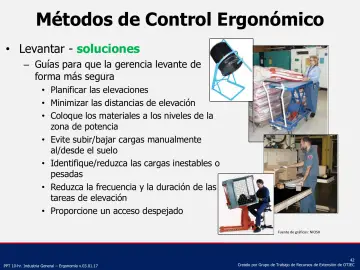 Slide 42: Métodos de Control Ergonómico