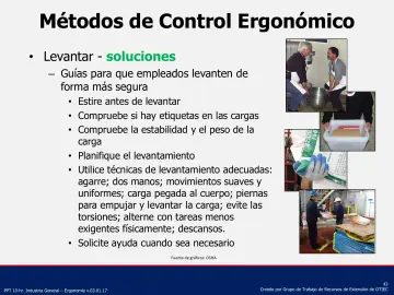 Slide 43: Métodos de Control Ergonómico