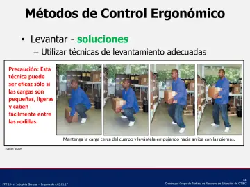 Slide 44: Métodos de Control Ergonómico