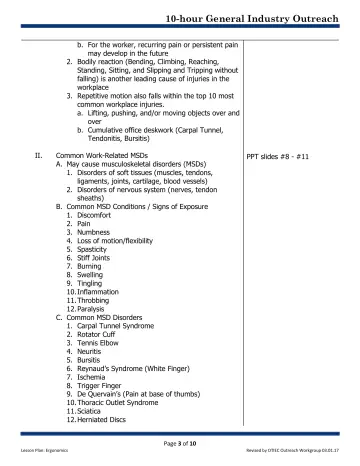 Page 3: b. For the worker, recurring pain or persistent pain may develop in the future