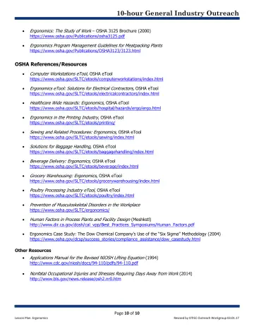 Page 10: Ergonomics: The Study of Work – OSHA 3125 Brochure (2000)