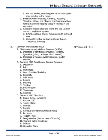Page 3: b. For the worker, recurring pain or persistent pain may develop in the future
