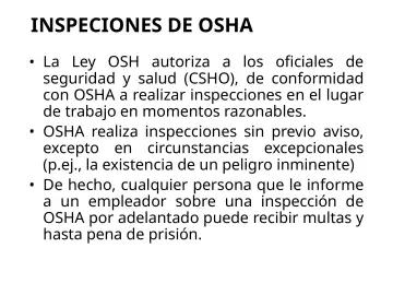 Slide 13: INSPECIONES DE OSHA