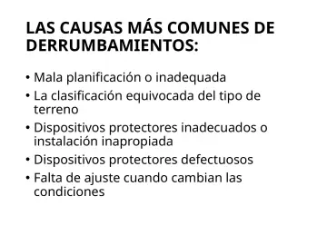 Slide 33: LAS CAUSAS MÁS COMUNES DE DERRUMBAMIENTOS: