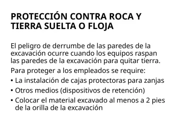 Slide 62: PROTECCIÓN CONTRA ROCA Y TIERRA SUELTA O FLOJA