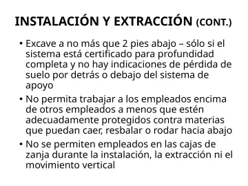 Slide 82: INSTALACIÓN Y EXTRACCIÓN (CONT.)