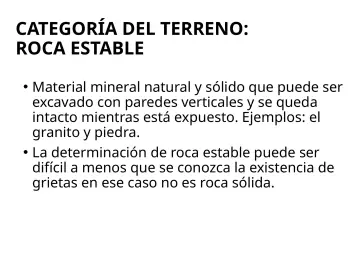Slide 95: CATEGORÍA DEL TERRENO: ROCA ESTABLE