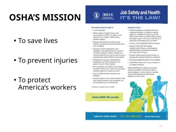 Slide 10: OSHA’S MISSION