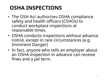 Slide 13: OSHA INSPECTIONS