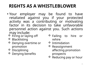 Slide 18: RIGHTS AS A WHISTLEBLOWER