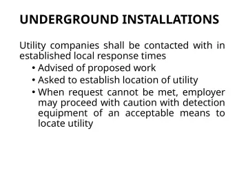 Slide 39: UNDERGROUND INSTALLATIONS