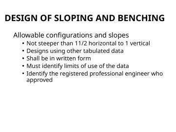 Slide 142: DESIGN OF SLOPING AND BENCHING