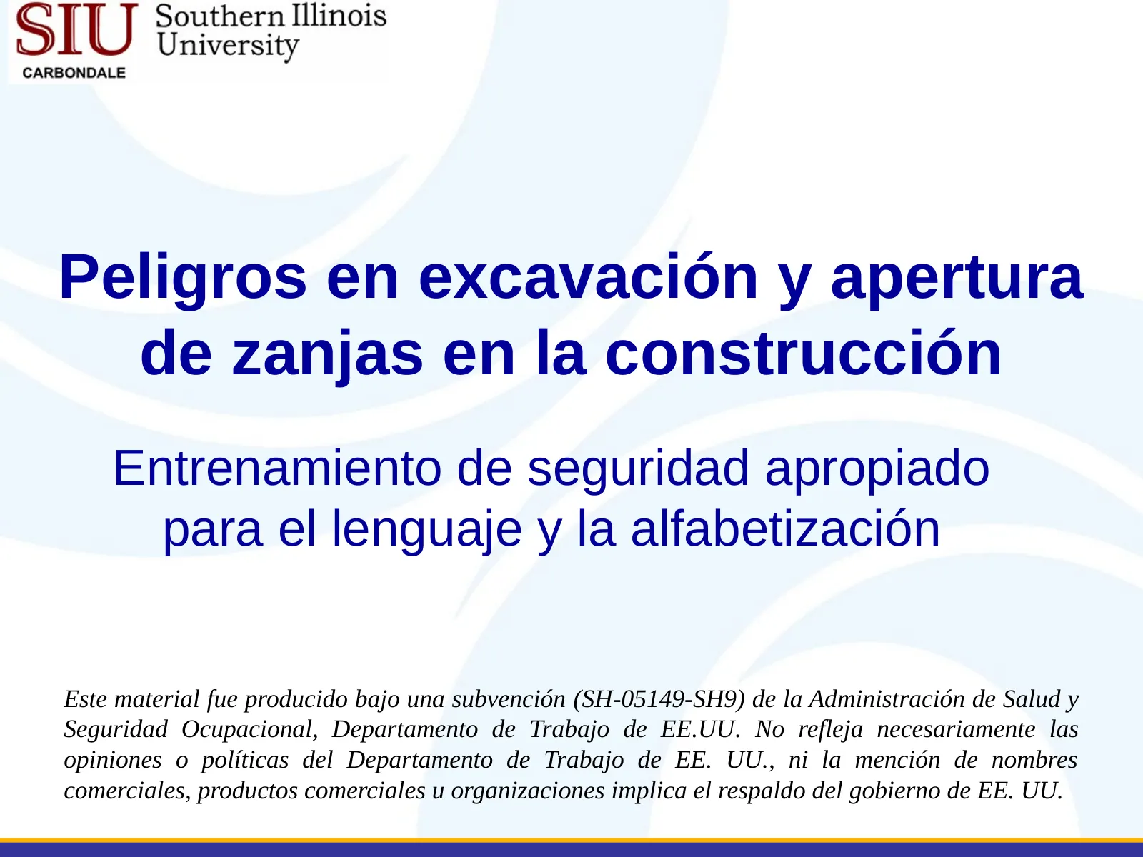 Peligros en excavación y apertura de zanjas en la construcción, slide 1: Peligros en excavación y apertura de zanjas en la construcción