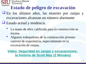 Slide 25: Estado de peligro de excavación