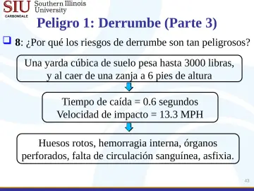 Slide 43: Peligro 1: Derrumbe (Parte 3)