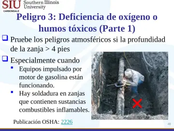 Slide 48: Peligro 3: Deficiencia de oxígeno o humos tóxicos (Parte 1)