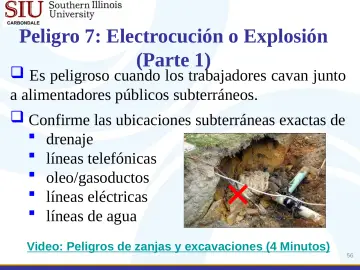 Slide 56: Peligro 7: Electrocución o Explosión