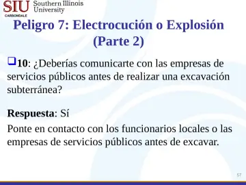 Slide 57: Peligro 7: Electrocución o Explosión