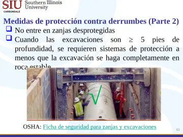 Slide 63: Medidas de protección contra derrumbes (Parte 2)