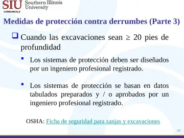 Slide 64: Medidas de protección contra derrumbes (Parte 3)