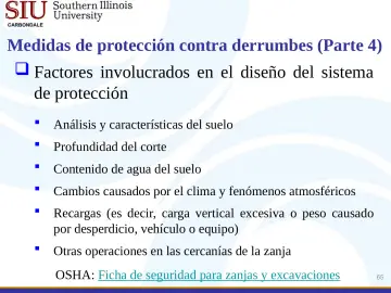 Slide 65: Factores involucrados en el diseño del sistema de protección