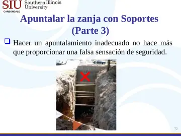 Slide 72: Apuntalar la zanja con Soportes
