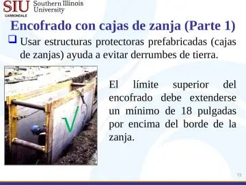 Slide 73: Encofrado con cajas de zanja (Parte 1)