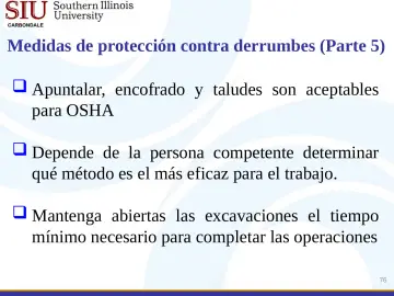 Slide 76: Medidas de protección contra derrumbes (Parte 5)