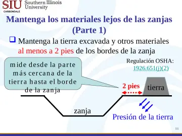Slide 88: Mantenga los materiales lejos de las zanjas