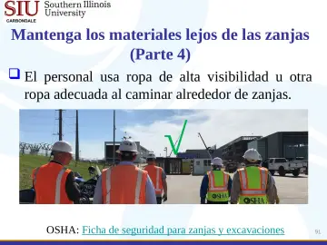 Slide 91: Mantenga los materiales lejos de las zanjas