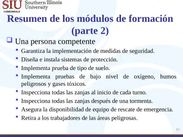 Slide 97: Resumen de los módulos de formación (parte 2)