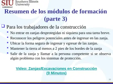 Slide 98: Resumen de los módulos de formación (parte 3)