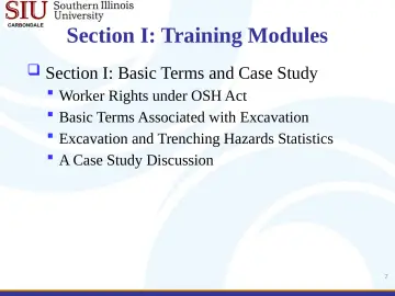 Slide 7: Section I: Training Modules