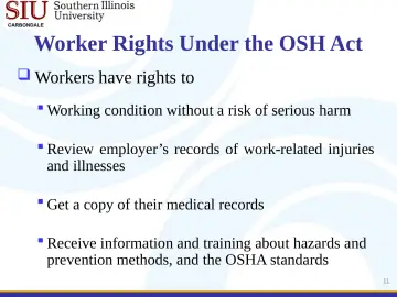 Slide 11: Worker Rights Under the OSH Act