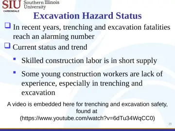 Slide 25: Excavation Hazard Status