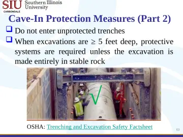 Slide 63: Cave-In Protection Measures (Part 2)