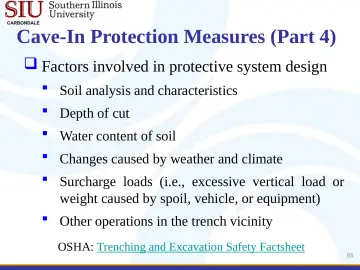 Slide 65: Cave-In Protection Measures (Part 4)