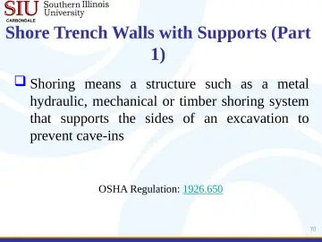 Slide 70: Shore Trench Walls with Supports (Part