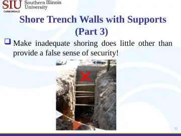 Slide 72: Shore Trench Walls with Supports