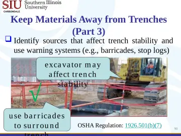 Slide 90: Keep Materials Away from Trenches