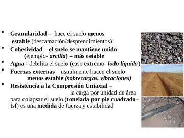 Slide 18: Factores Afectando la Estabilidad del Suelo