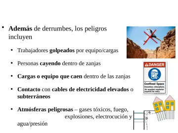 Slide 45: Otros Peligros de Excavaciones y Zanjado