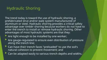 Slide 16: Hydraulic Shoring