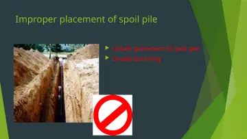 Slide 28: Improper placement of spoil pile
