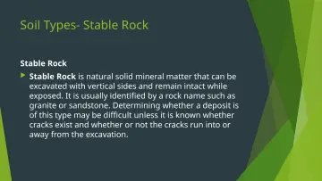 Slide 5: Soil Types- Stable Rock